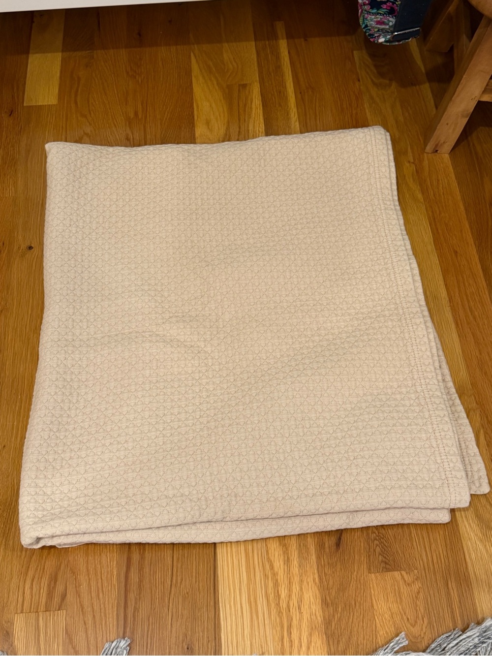 L.L. Bean Cream Quilted Throw Blanket Full Size Bed